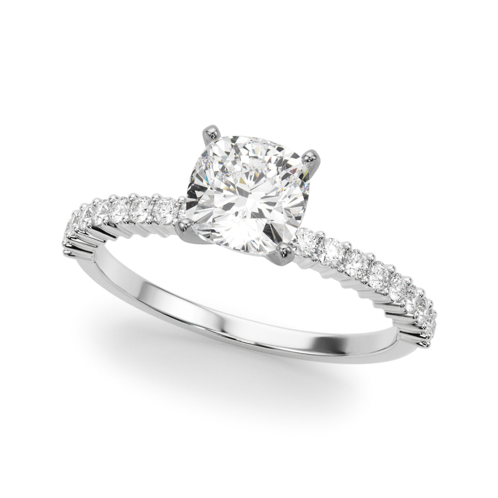 Single Row Shared Prong Engagement Ring