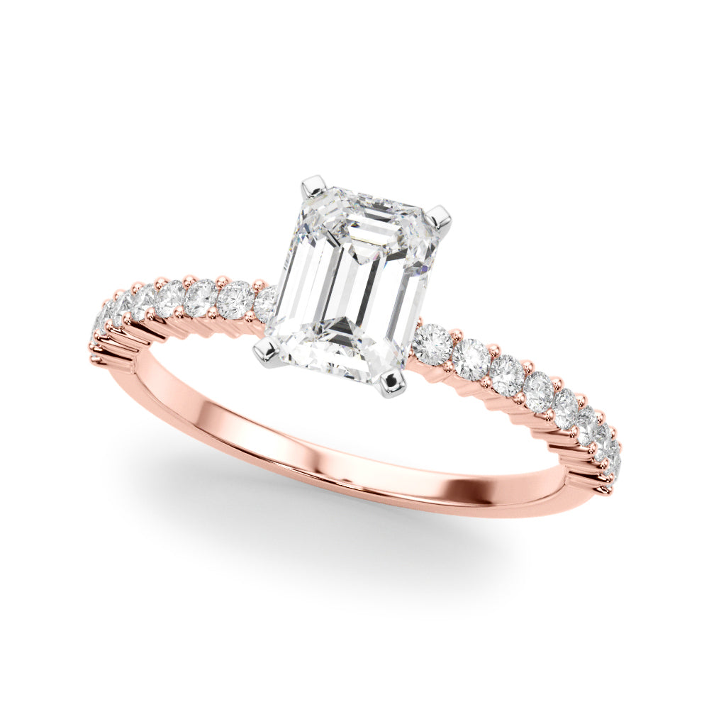 Single Row Shared Prong Engagement Ring