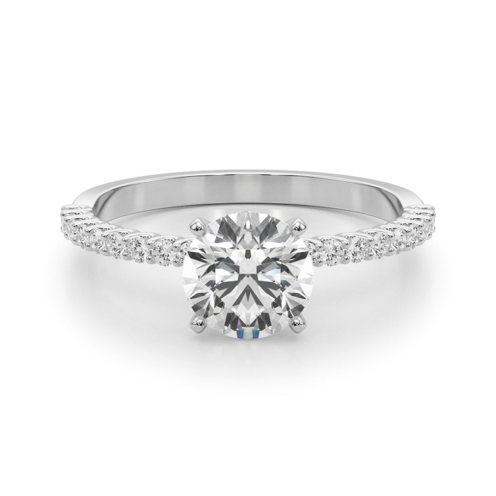 Single Row Shared Prong Engagement Ring