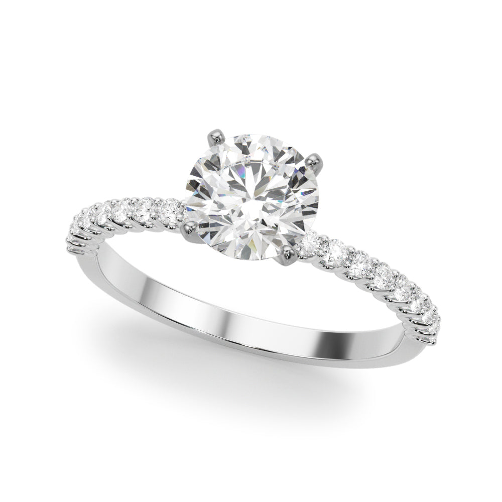 Single Row Shared Prong Engagement Ring