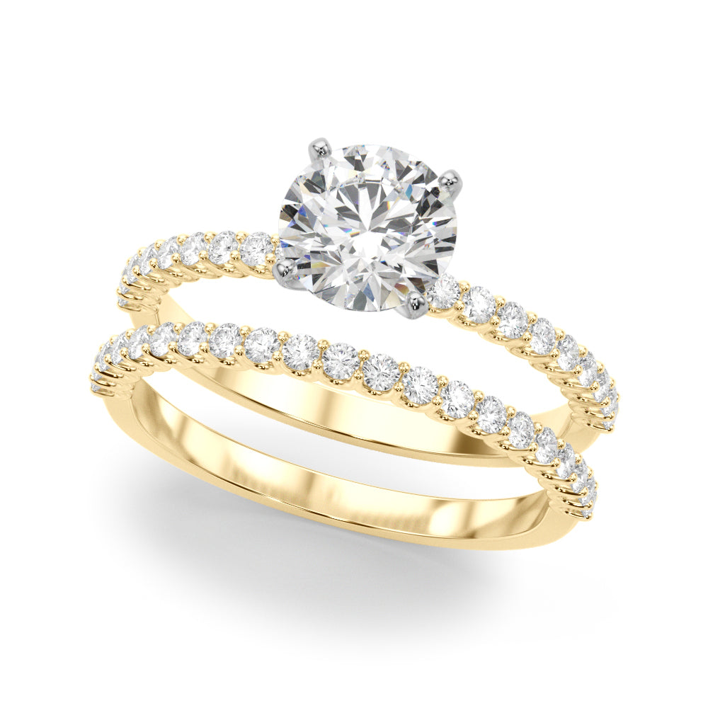 Single Row Shared Prong Engagement Ring