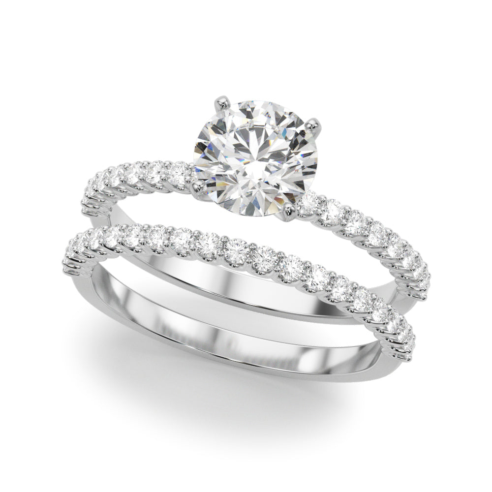 Single Row Shared Prong Engagement Ring