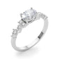East West Oval Scattered Diamond Engagement Ring