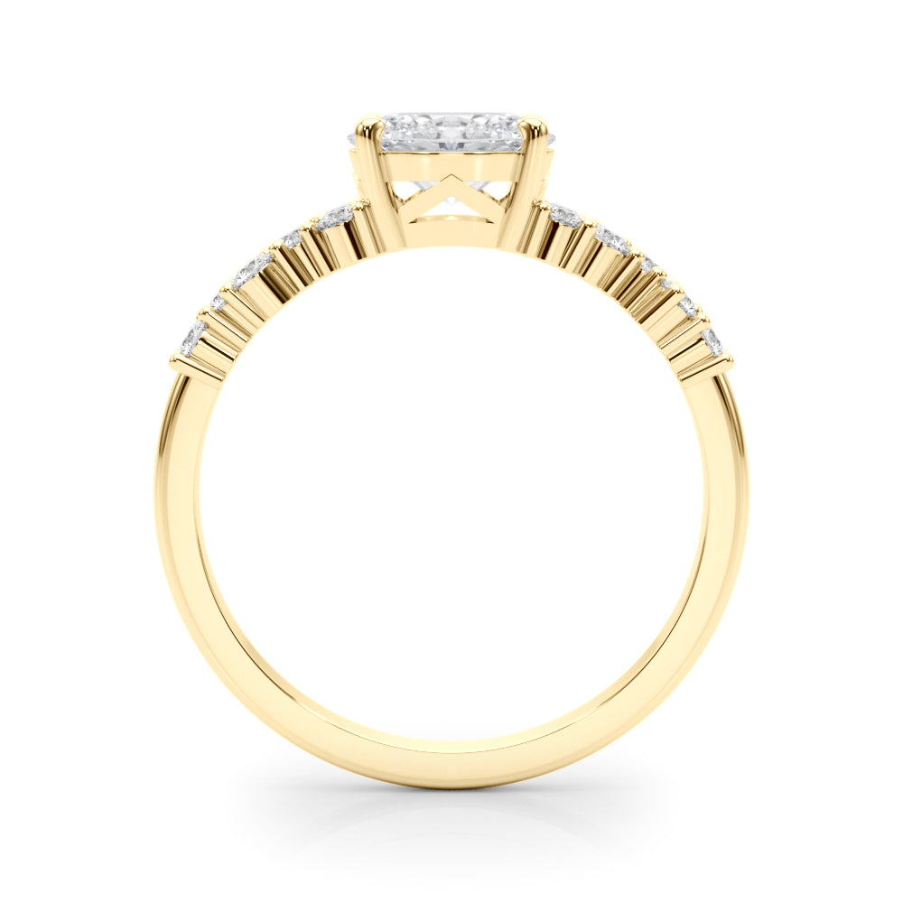 East West Oval Scattered Diamond Engagement Ring