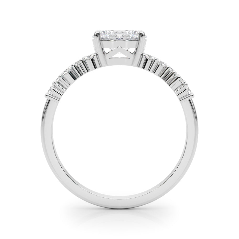 East West Oval Scattered Diamond Engagement Ring