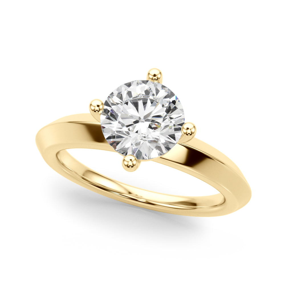 Solitaire Knife Edge Round Engagement Ring