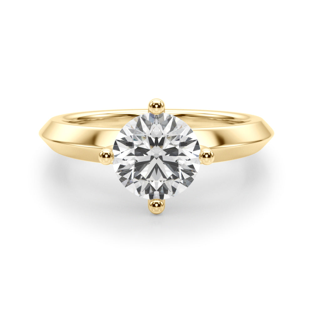 Solitaire Knife Edge Round Engagement Ring