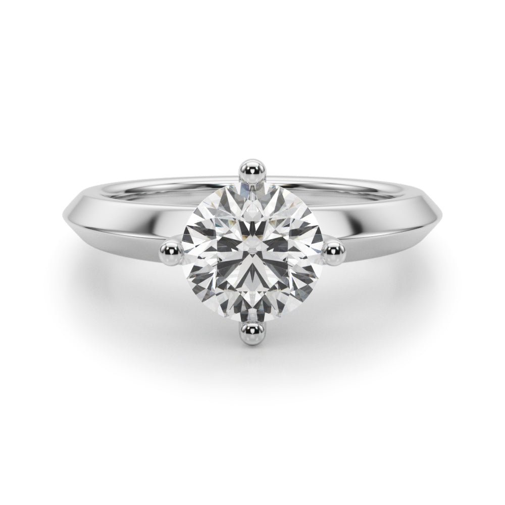Solitaire Knife Edge Round Engagement Ring