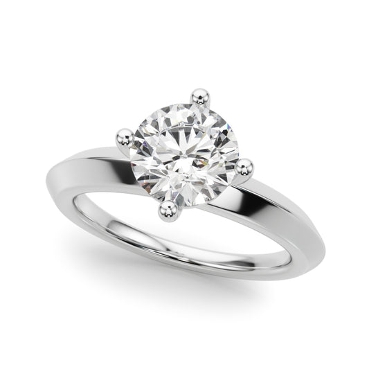 Solitaire Knife Edge Round Engagement Ring
