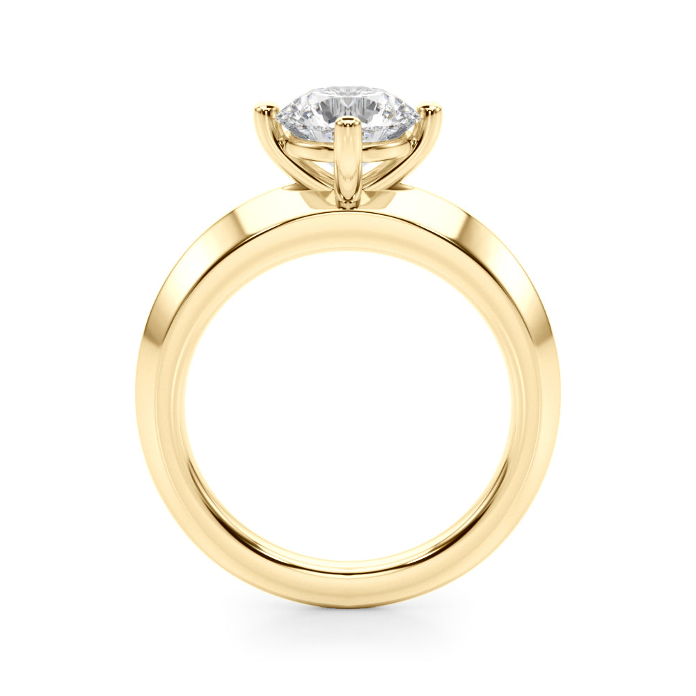 Solitaire Knife Edge Round Engagement Ring