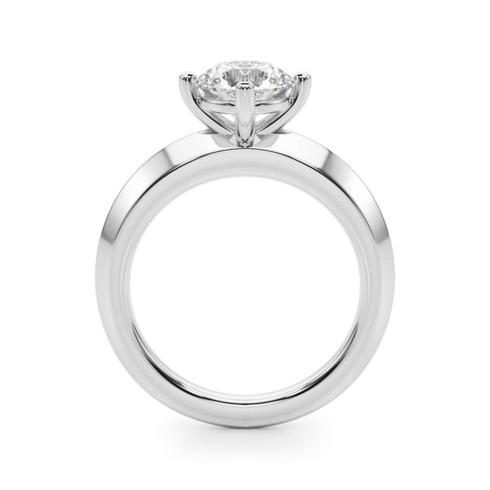 Solitaire Knife Edge Round Engagement Ring