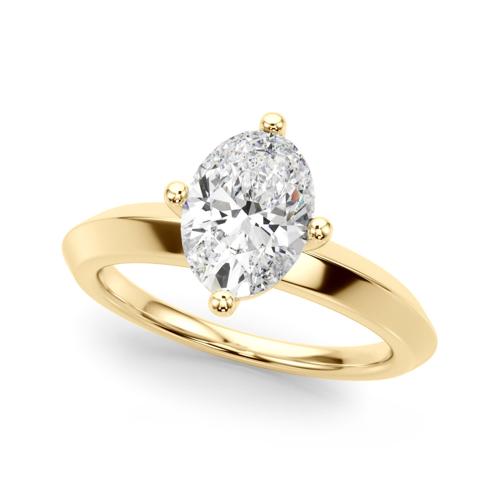 Solitaire Knife Edge Oval Engagement Ring