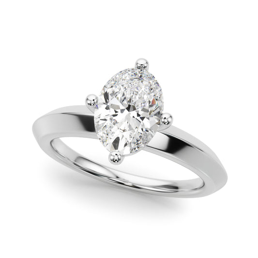 Solitaire Knife Edge Oval Engagement Ring