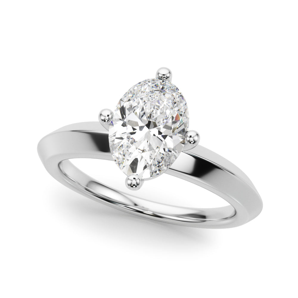 Solitaire Knife Edge Oval Engagement Ring