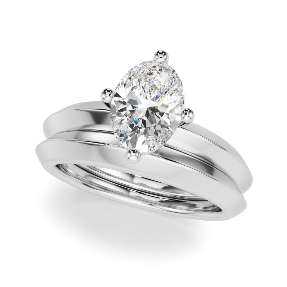 Solitaire Knife Edge Oval Engagement Ring
