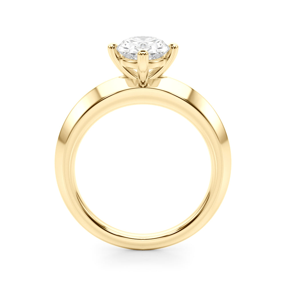 Solitaire Knife Edge Oval Engagement Ring