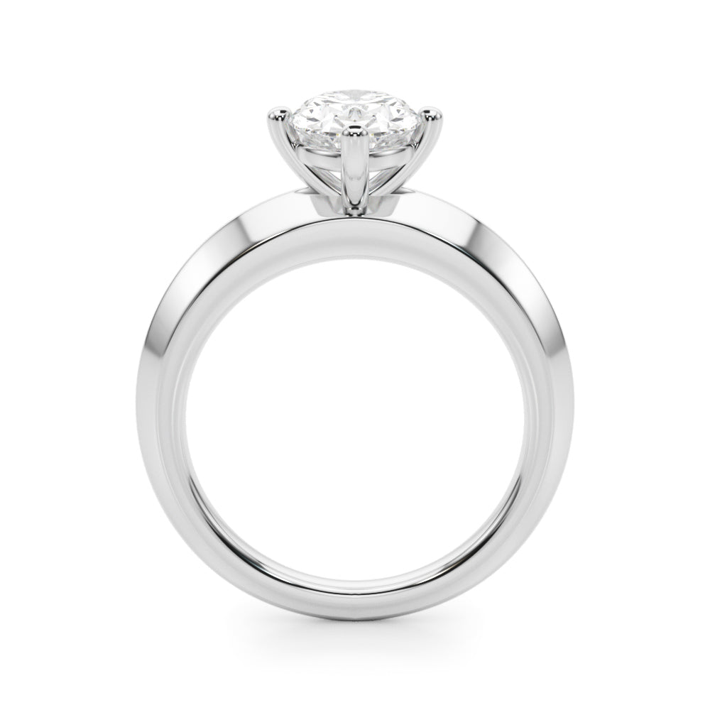 Solitaire Knife Edge Oval Engagement Ring