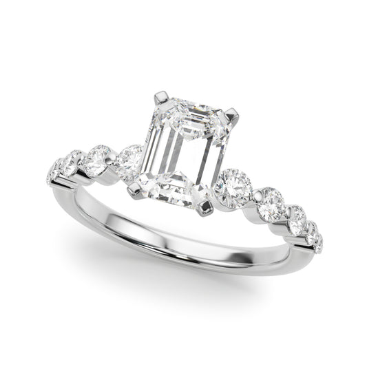 Single Row Single Shared Prong Engagement Ring