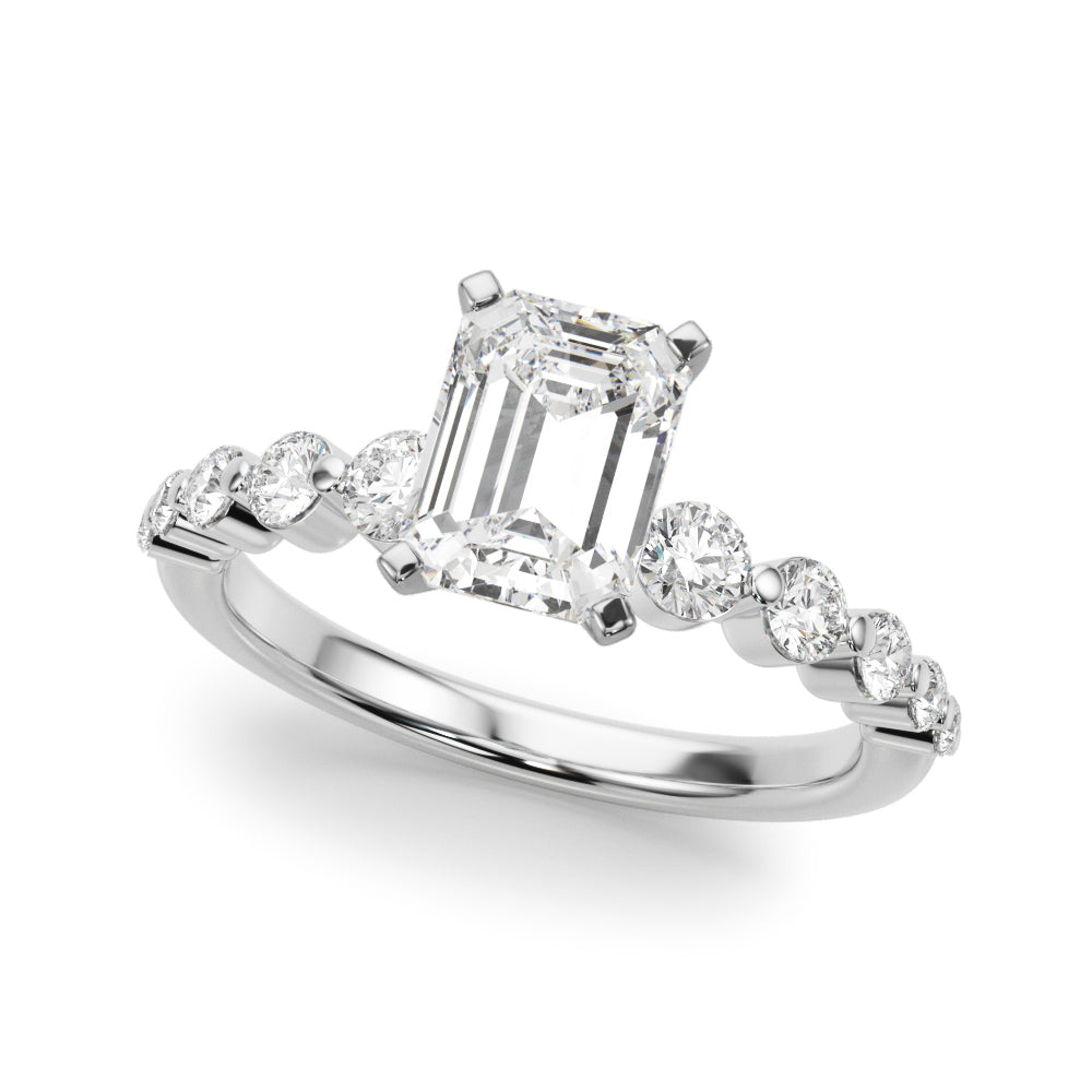 Single Row Single Shared Prong Engagement Ring