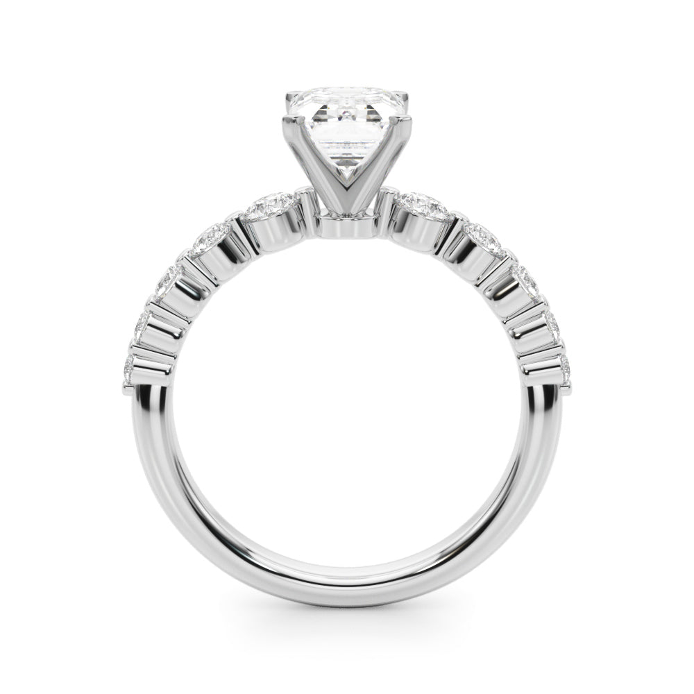Single Row Single Shared Prong Engagement Ring