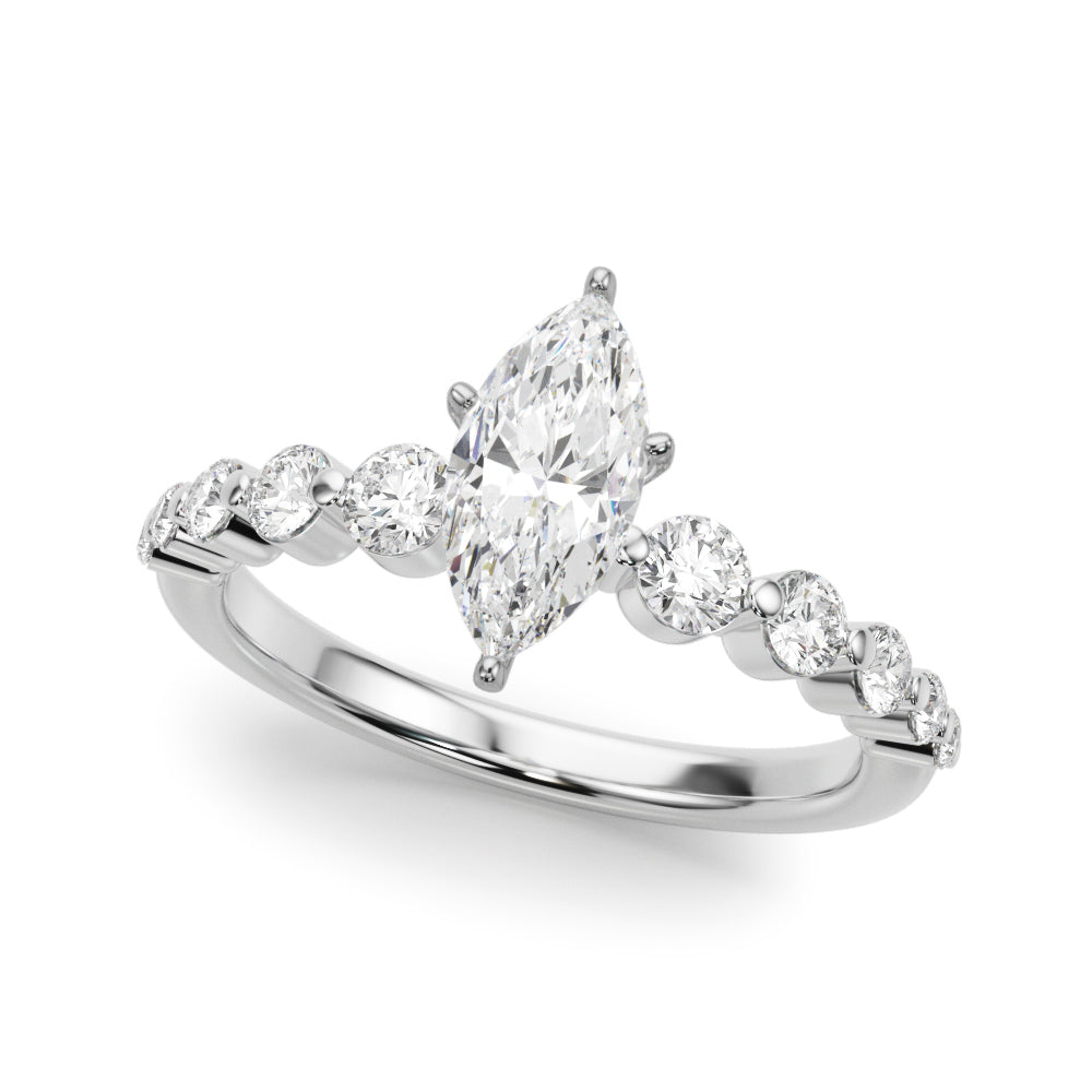 Single Row Single Shared Prong Engagement Ring