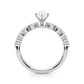 Single Row Single Shared Prong Engagement Ring