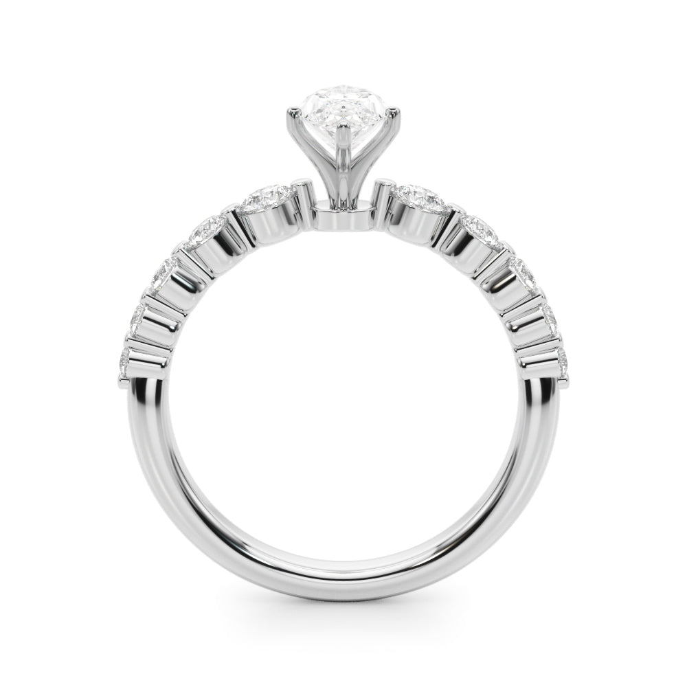 Single Row Single Shared Prong Engagement Ring