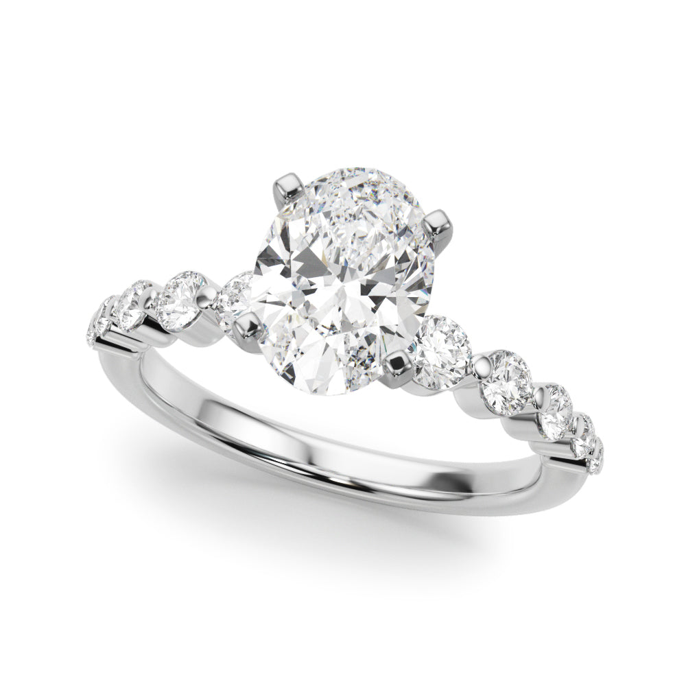Single Row Single Shared Prong Engagement Ring