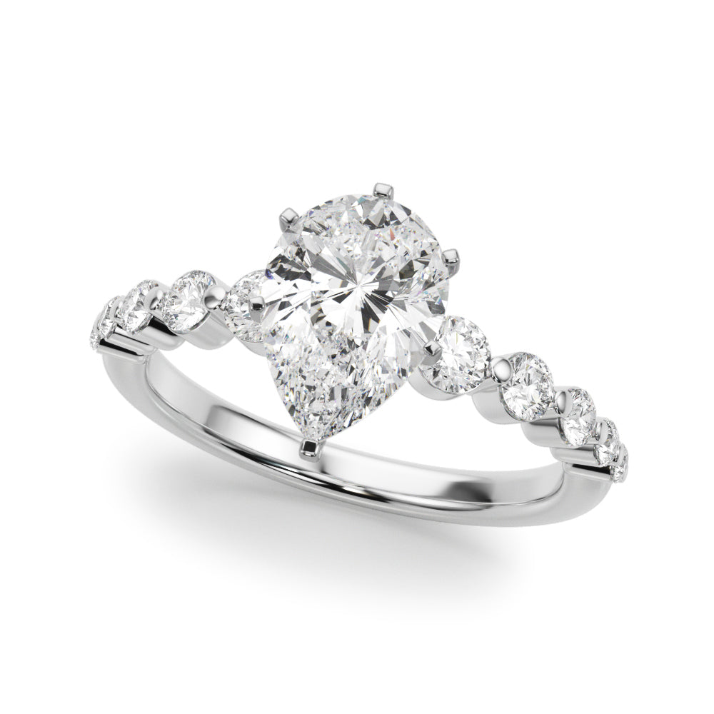 Single Row Single Shared Prong Engagement Ring