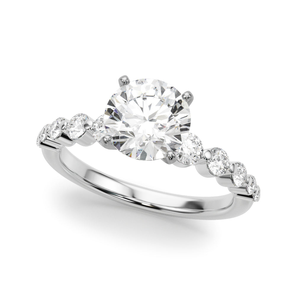 Single Row Single Shared Prong Engagement Ring