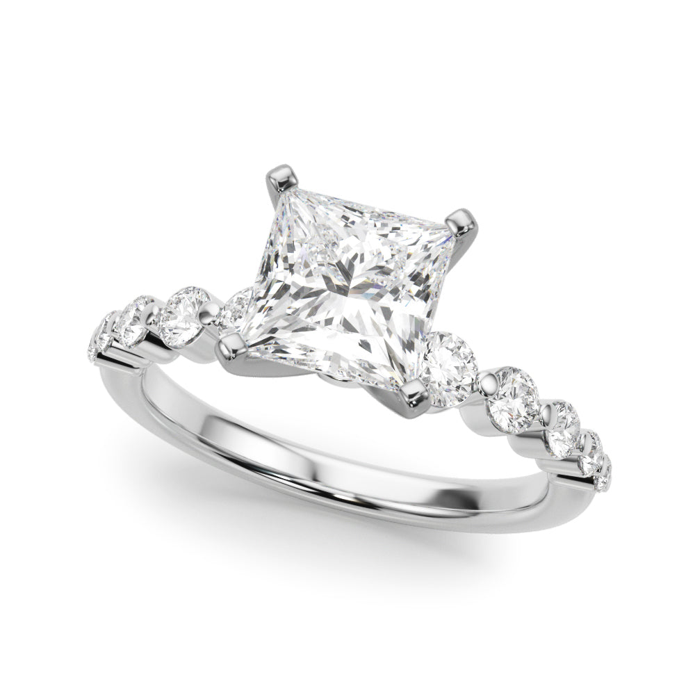 Single Row Single Shared Prong Engagement Ring