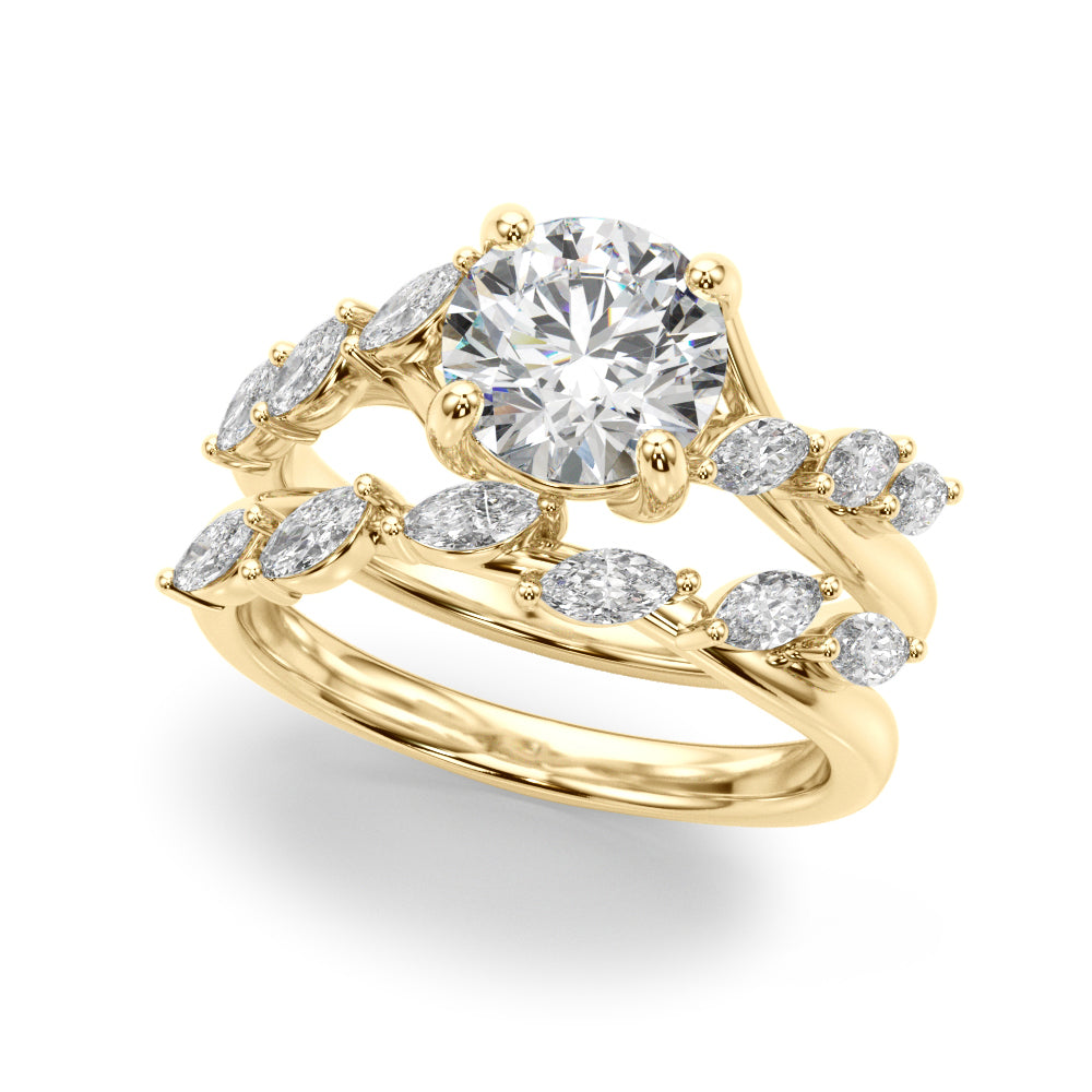 Marquise Accented Contemporary Engagement Ring