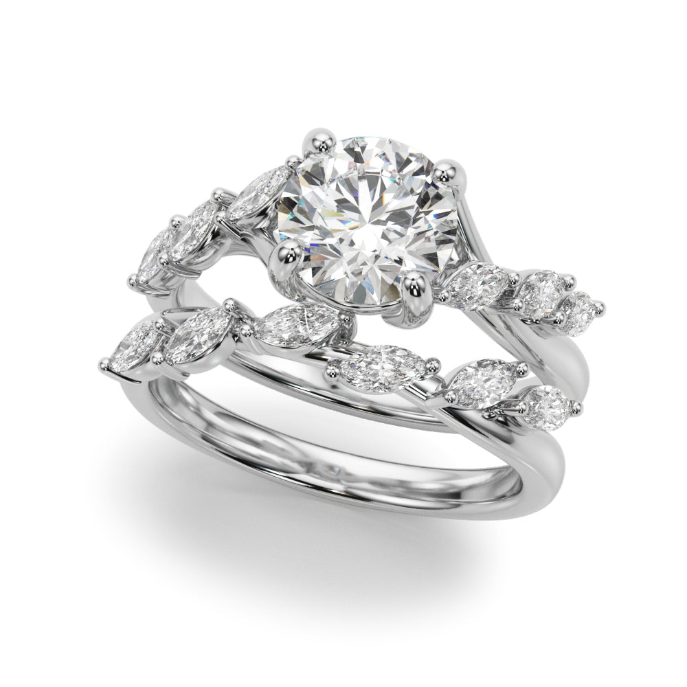 Marquise Accented Contemporary Engagement Ring
