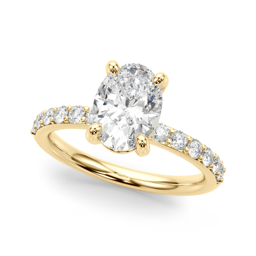 Single Row Oval Engagement Ring