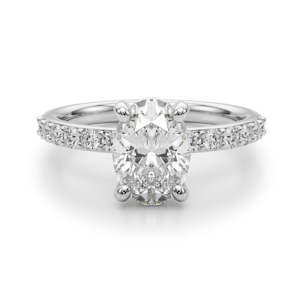 Single Row Oval Engagement Ring
