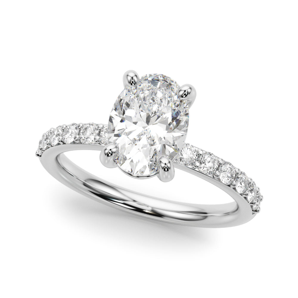 Single Row Oval Engagement Ring
