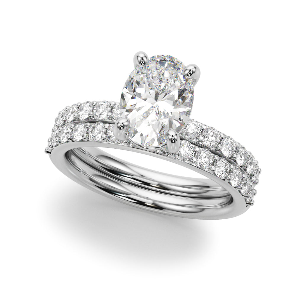 Single Row Oval Engagement Ring