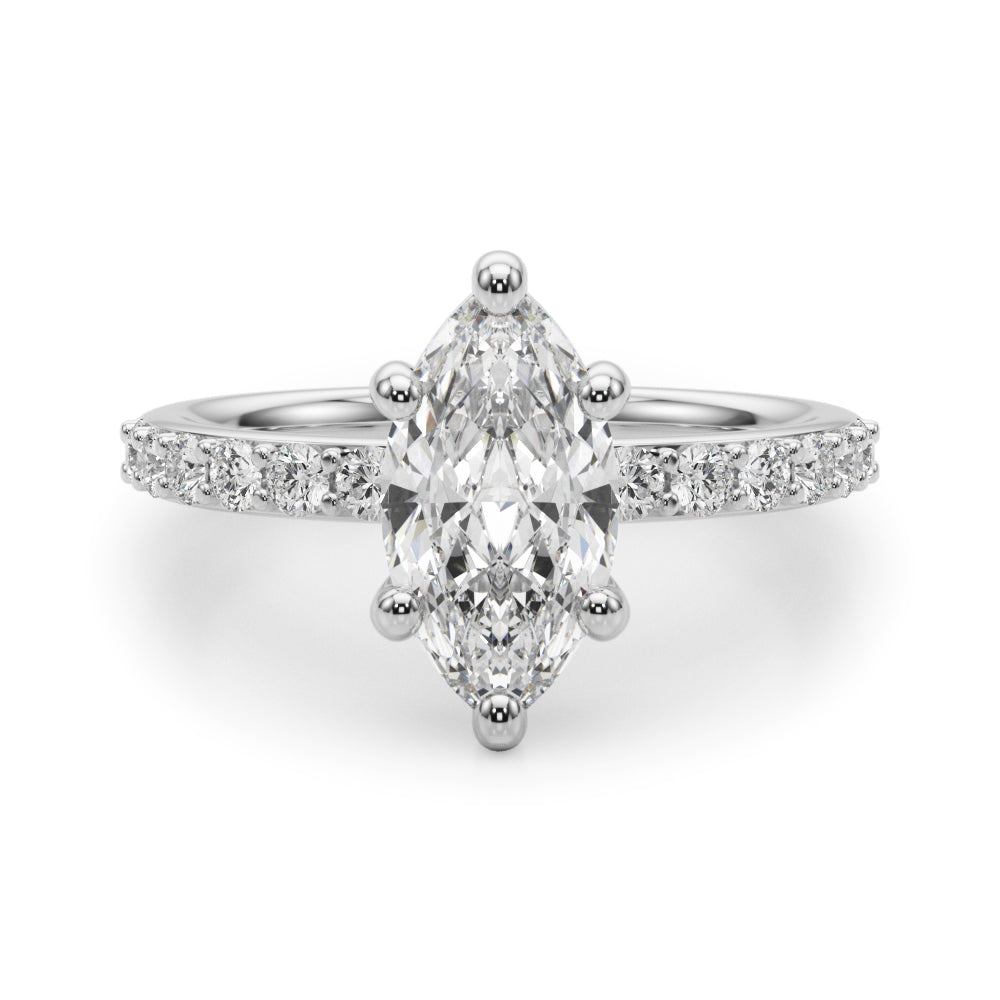 Single Row Marquise Engagement Ring