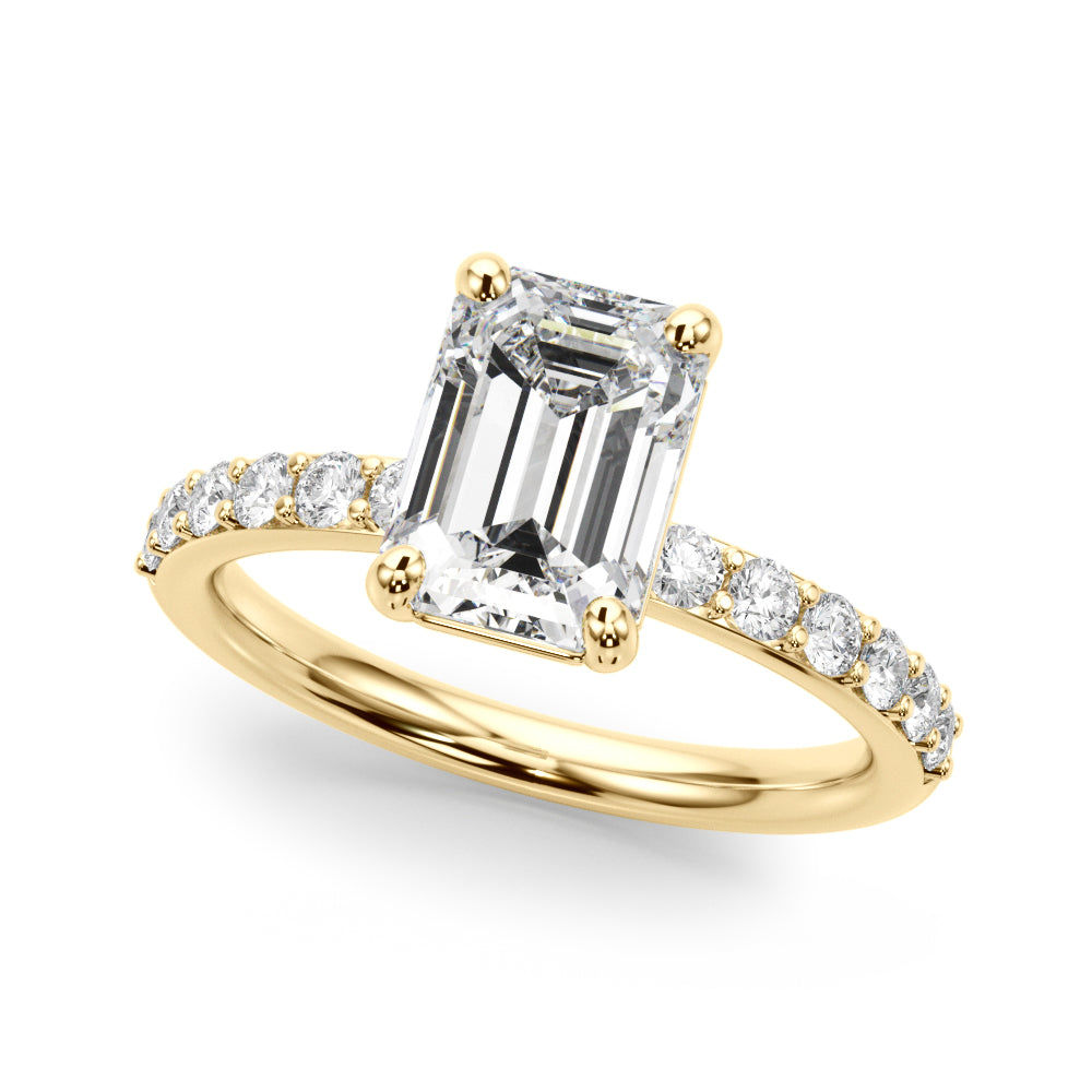 Single Row Emerald Cut Engagement Ring