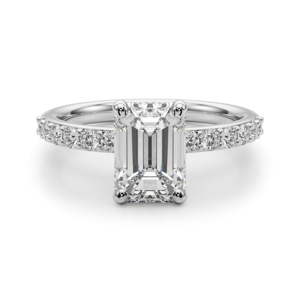 Single Row Emerald Cut Engagement Ring