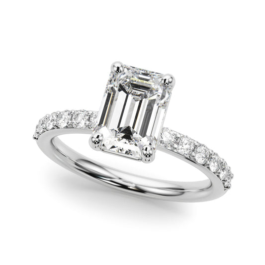 Single Row Emerald Cut Engagement Ring