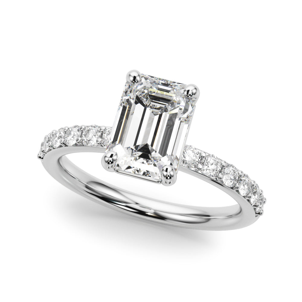 Single Row Emerald Cut Engagement Ring