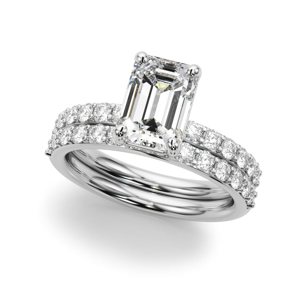 Single Row Emerald Cut Engagement Ring