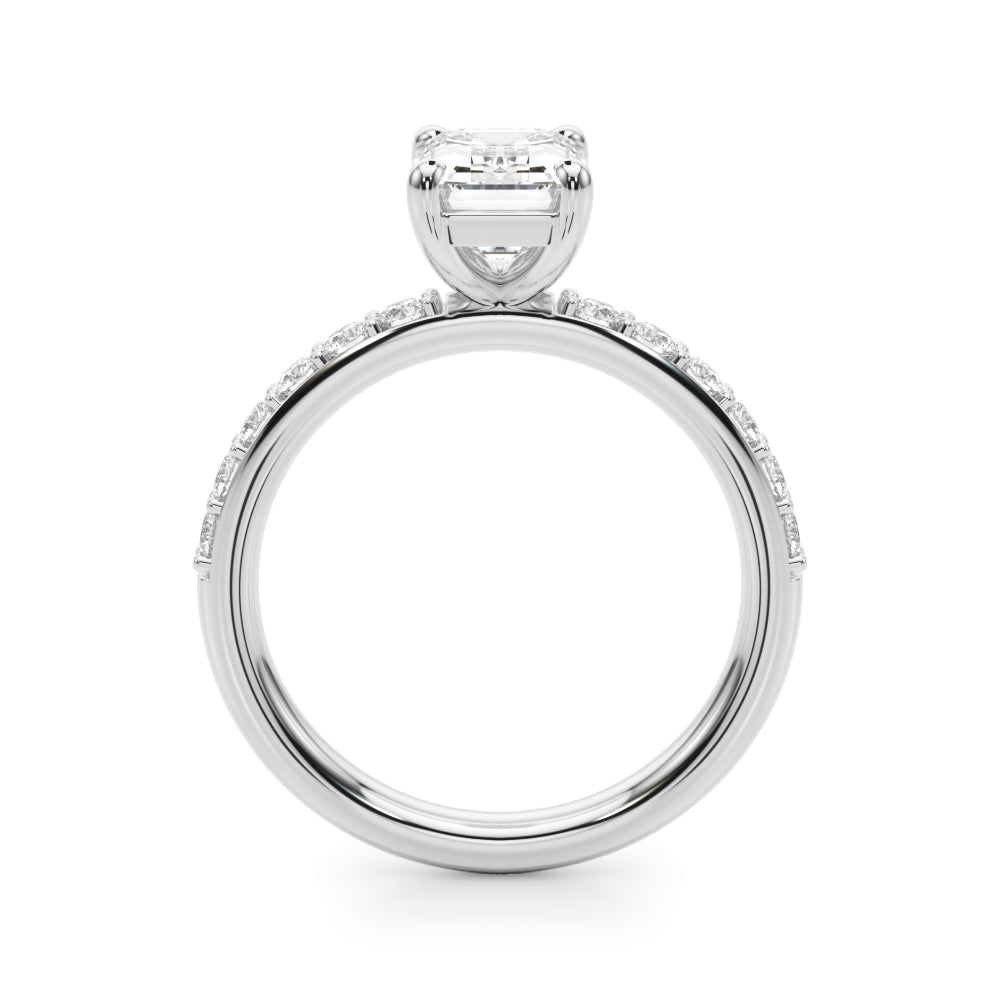 Single Row Emerald Cut Engagement Ring