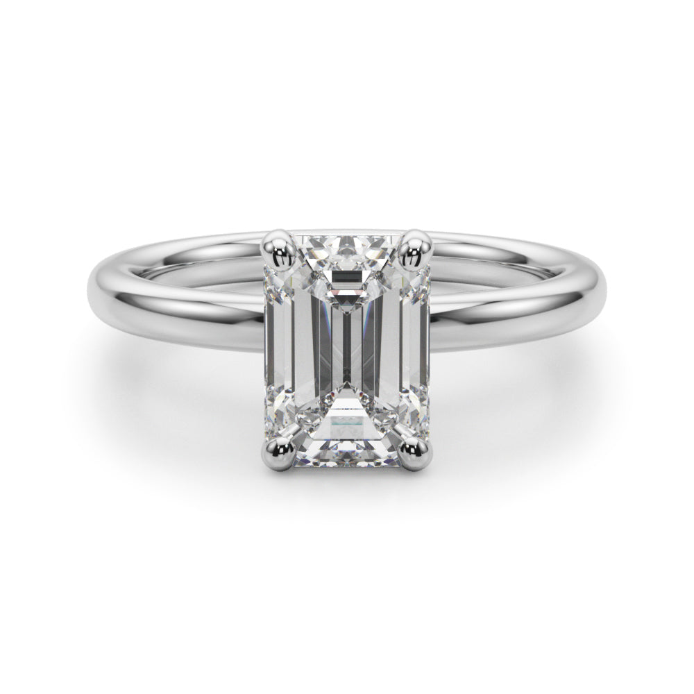 Solitaire Emerald Cut Engagement Ring
