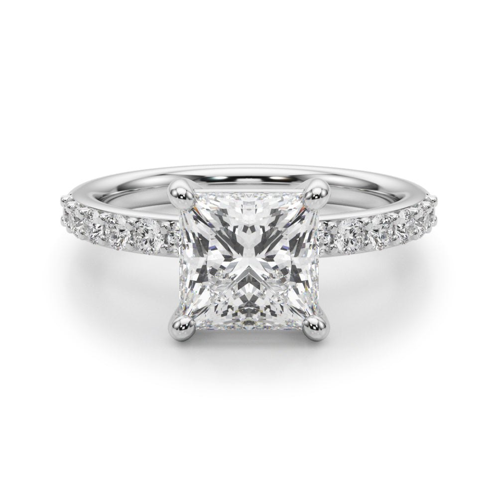 Single Row Princess Cut Engagement RIng
