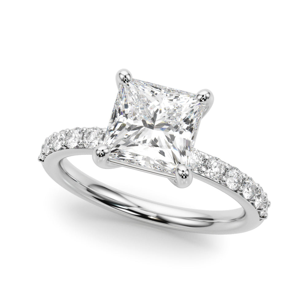 Single Row Princess Cut Engagement RIng