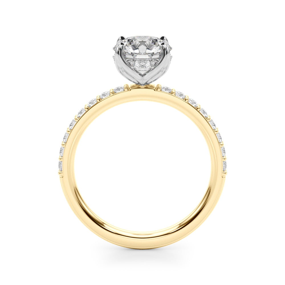 Single Row Hidden Halo Round Engagement Ring