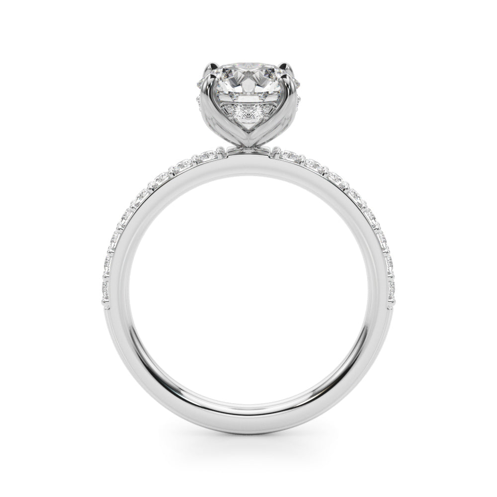Single Row Hidden Halo Round Engagement Ring