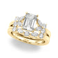 Contemporary Floral Emerald Cut Engagement Ring